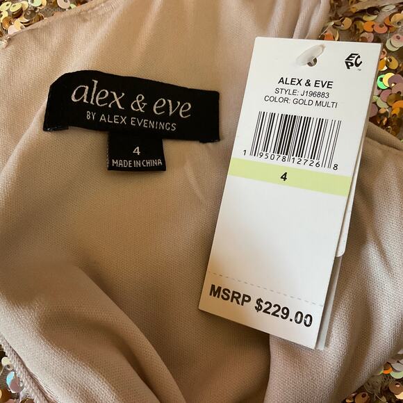 Alex Evenings Sequined Column Evening Gown Size 4 Pink and Gold Formal Dress - Picture 10 of 14